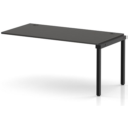 Impulse Bench Single Row Ext Kit 1600 Black Frame Office Bench Desk Carbon Grey