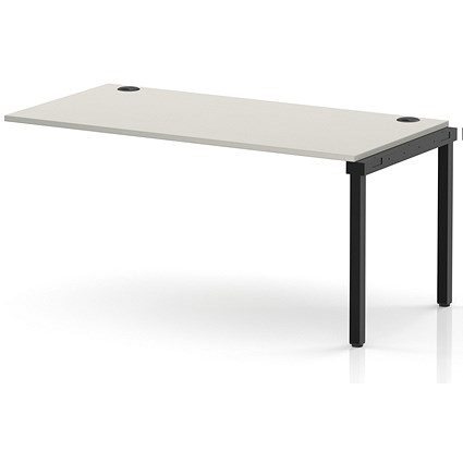 Impulse Bench Single Row Ext Kit 1600 Black Frame Office Bench Desk Dove Grey