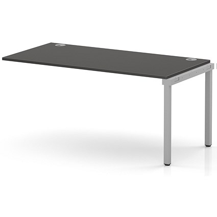 Impulse Bench Single Row Ext Kit 1600 Silver Frame Office Bench Desk Carbon Grey