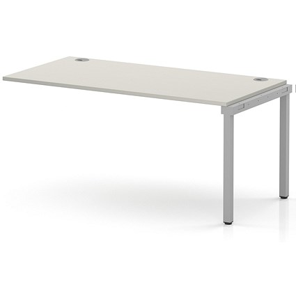 Impulse Bench Single Row Ext Kit 1600 Silver Frame Office Bench Desk Dove Grey