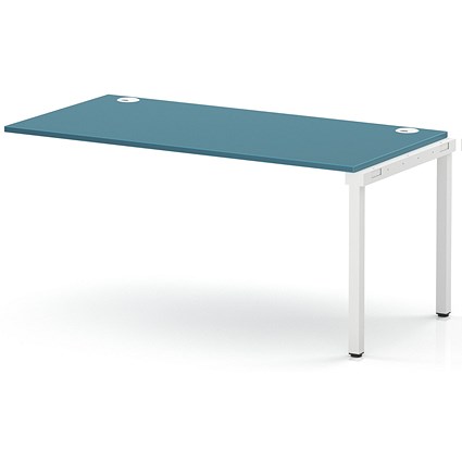 Impulse Bench Single Row Ext Kit 1600 White Frame Office Bench Desk Dark Teal