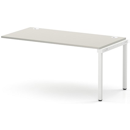 Impulse Bench Single Row Ext Kit 1600 White Frame Office Bench Desk Dove Grey