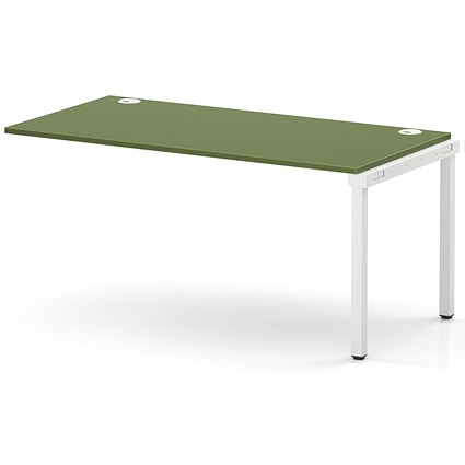 Impulse Bench Single Row Ext Kit 1600 White Frame Office Bench Desk Moss Green