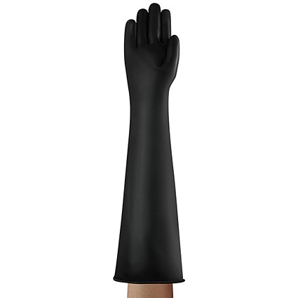 Ansell Industrial Latex Heavy Weight 24” Gauntlet, Black, Large-XL