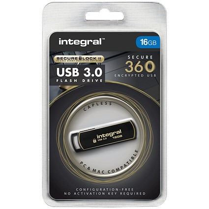 Integral Secure 360 Encrypted USB 3.0 Flash Drive, 16GB Integral Secure 360 Encrypted USB 3.0 Flash Drive, 16GB