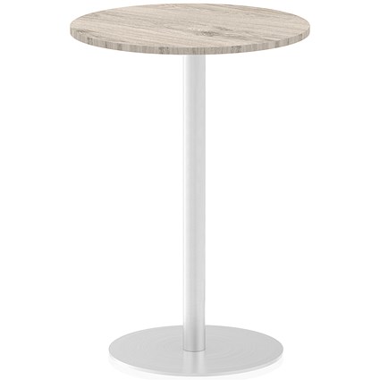 Italia Poseur Round Table, 600mm Diameter, 1145mm High, Grey Oak