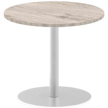Italia Poseur Circular Table, 800mm Diameter, Grey Oak