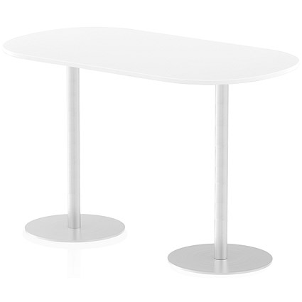 Italia Poseur Oval Table, W1800 x D1000 x H1145mm, White Italia Poseur Oval Table, W1800 x D1000 x H1145mm, White