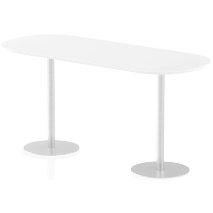 Italia Poseur Oval Table, W2400 x D1000 x H1145mm, White