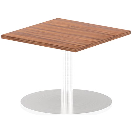 Italia Poseur Square Table, 600mm Wide, 475mm High, Walnut