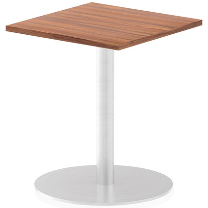 Italia Poseur Square Table, 600mm Wide, Walnut