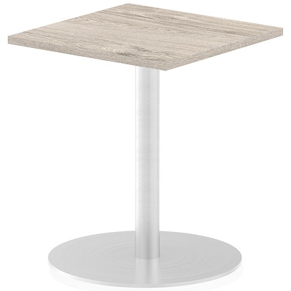 Italia Poseur Square Table, 600mm Wide, Grey Oak