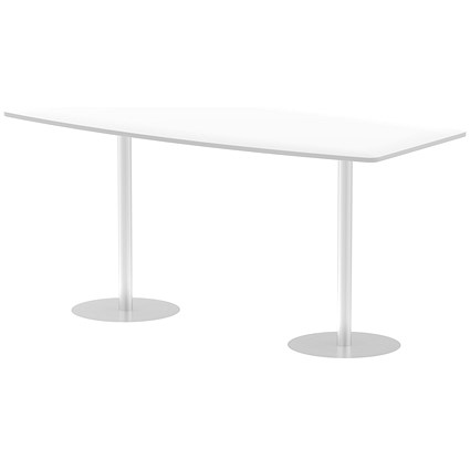 Italia Poseur Trapezoidal High Gloss Table, W2400mm x D1200mm x H1145mm, White Italia Poseur Trapezoidal High Gloss Table, W2400mm x D1200mm x H1145mm, White