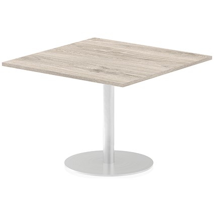 Italia Poseur Square Table, 1000mm Wide, Grey Oak