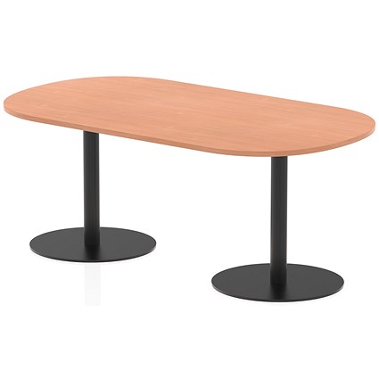 Italia Poseur Boardroom Table, 1800mm Wide, 720mm High, Black Leg, Beech