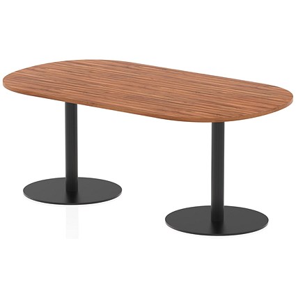 Italia Poseur Boardroom Table, 1800mm Wide, 720mm High, Black Leg, Walnut