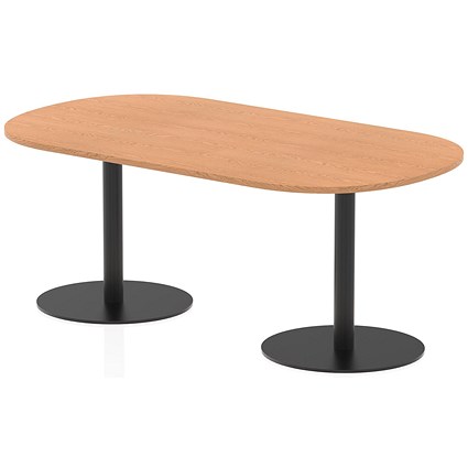 Italia Poseur Boardroom Table, 1800mm Wide, 720mm High, Black Leg, Oak