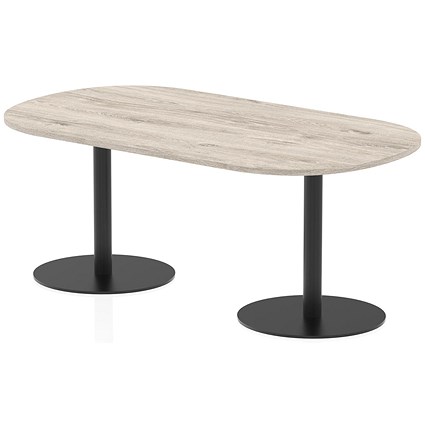Italia Poseur Boardroom Table, 1800mm Wide, 720mm High, Black Leg, Grey Oak