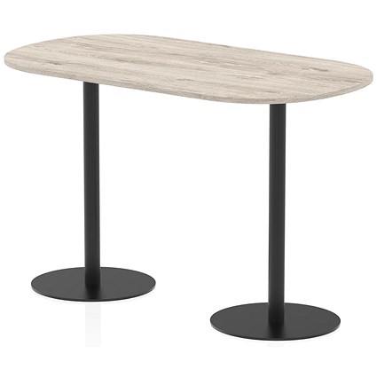 Italia Poseur Boardroom Table, 1800mm Wide, 1145mm High, Black Leg, Grey Oak
