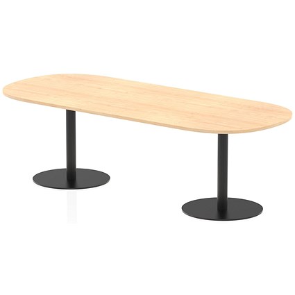 Italia Poseur Boardroom Table, 2400mm Wide, 720mm High, Black Leg, Maple