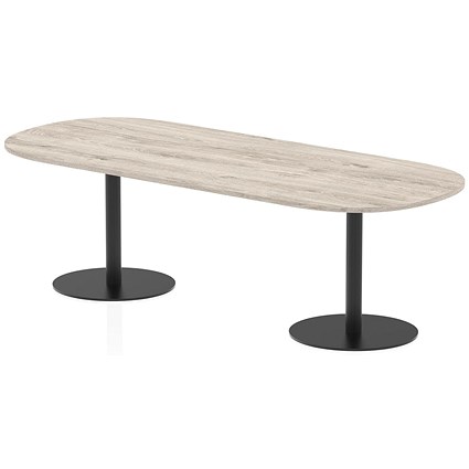 Italia Poseur Boardroom Table, 2400mm Wide, 720mm High, Black Leg, Grey Oak