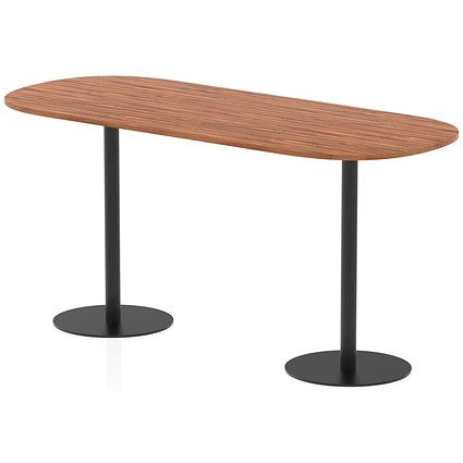 Italia Poseur Boardroom Table, 2400mm Wide, 1145mm High, Black Leg, Walnut