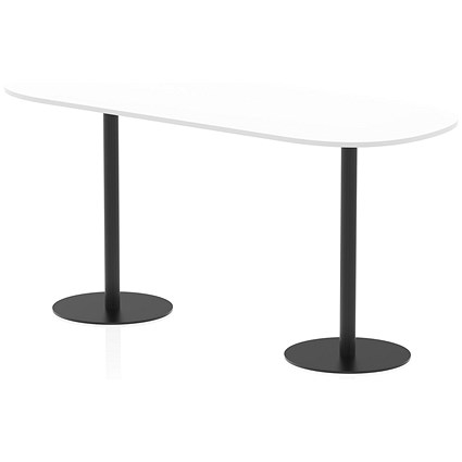 Italia Poseur Boardroom Table, 2400mm Wide, 1145mm High, Black Leg, White