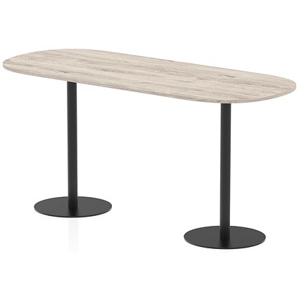 Italia Poseur Boardroom Table, 2400mm Wide, 1145mm High, Black Leg, Grey Oak
