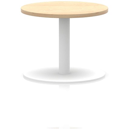 Italia Round Coffee Table, 600mm Wide, 475mm High, White Leg, Maple