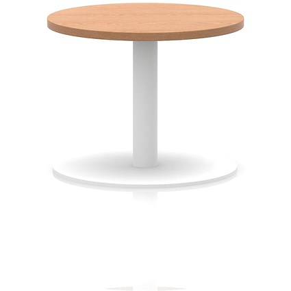 Italia Round Coffee Table, 600mm Wide, 475mm High, White Leg, Oak