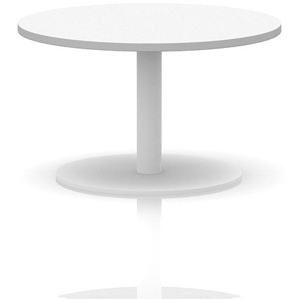 Italia Round Coffee Table, 800mm Wide, 475mm High, White Leg, White