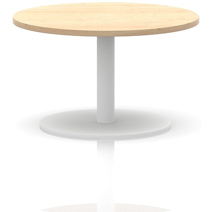 Italia Round Coffee Table, 800mm Wide, 475mm High, White Leg, Maple