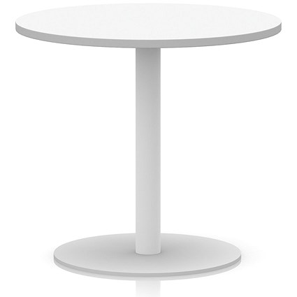 Italia Poseur Round Table, 800mm Wide, 720mm High, White Leg, White