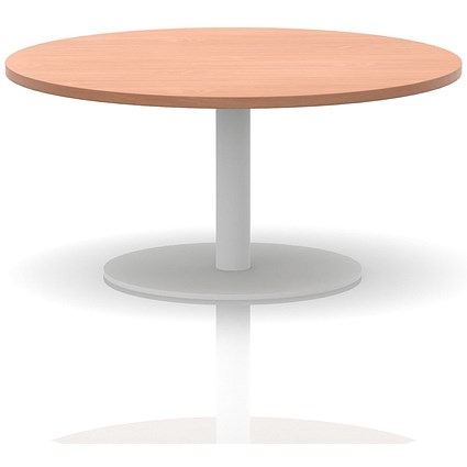 Italia Round Coffee Table, 1000mm Wide, 475mm High, White Leg, Beech
