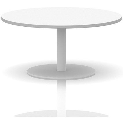 Italia Round Coffee Table, 1000mm Wide, 475mm High, White Leg, White