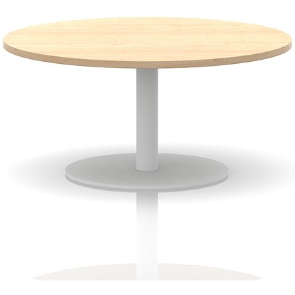 Italia Round Coffee Table, 1000mm Wide, 475mm High, White Leg, Maple