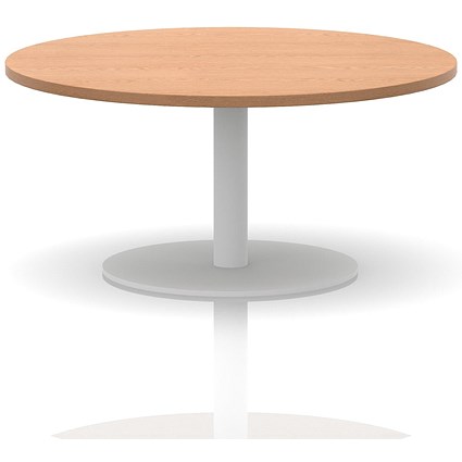 Italia Round Coffee Table, 1000mm Wide, 475mm High, White Leg, Oak