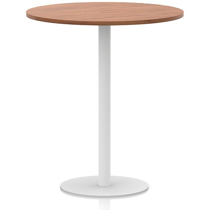 Italia Poseur Round Table, 1000mm Wide, 1145mm High, White Leg, Walnut