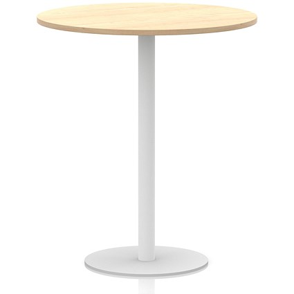 Italia Poseur Round Table, 1000mm Wide, 1145mm High, White Leg, Maple