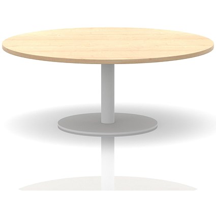 Italia Round Coffee Table, 1200mm Wide, 475mm High, White Leg, Maple