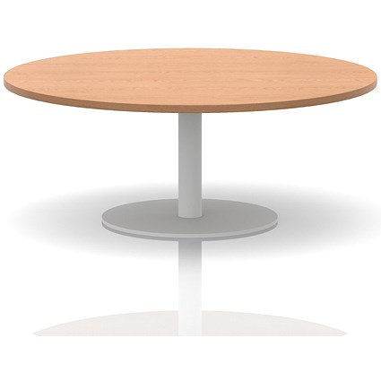 Italia Round Coffee Table, 1200mm Wide, 475mm High, White Leg, Oak