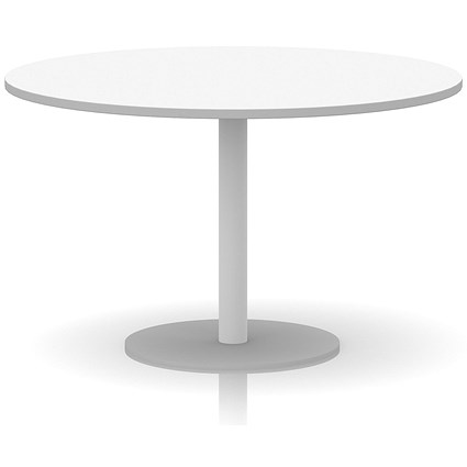 Italia Poseur Round Table, 1200mm Wide, 720mm High, White Leg, White