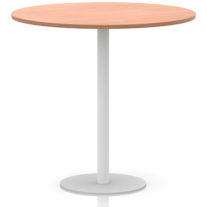 Italia Poseur Round Table, 1200mm Wide, 1145mm High, White Leg, Beech
