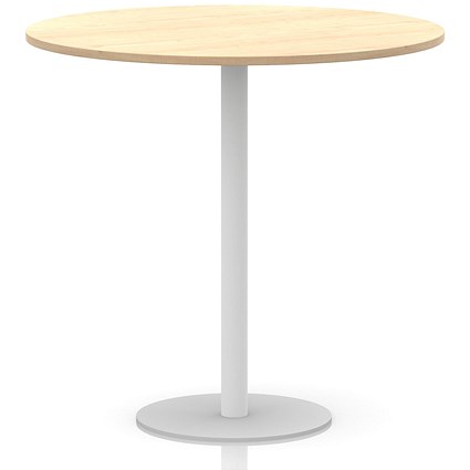 Italia Poseur Round Table, 1200mm Wide, 1145mm High, White Leg, Maple