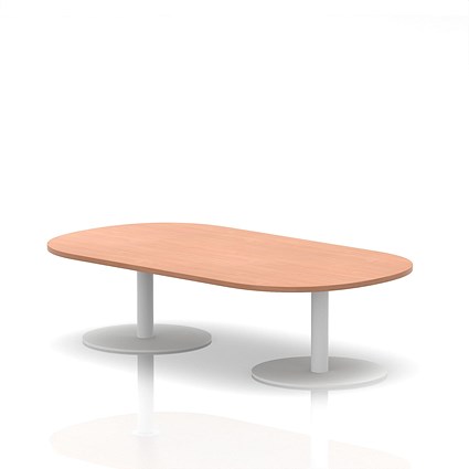 Italia Boardroom Coffee Table, 1800mm Wide, 475mm High, White Leg, Beech