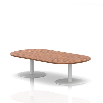 Italia Boardroom Coffee Table, 1800mm Wide, 475mm High, White Leg, Walnut