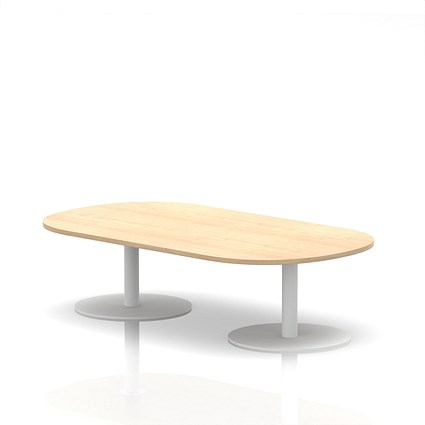Italia Boardroom Coffee Table, 1800mm Wide, 475mm High, White Leg, Maple