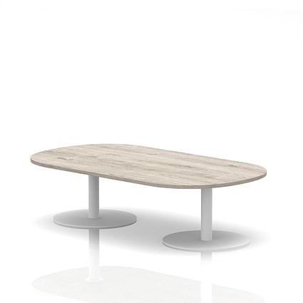Italia Boardroom Coffee Table, 1800mm Wide, 475mm High, White Leg, Grey Oak