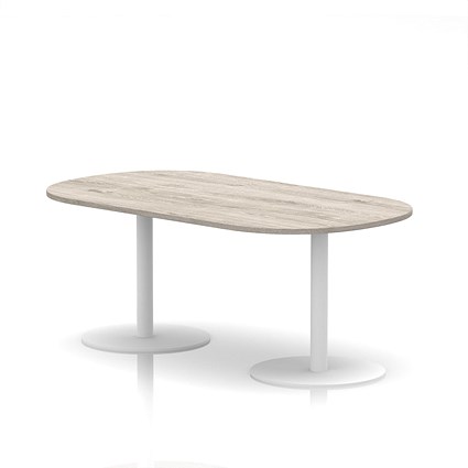 Italia Poseur Boardroom Table, 1800mm Wide, 720mm High, White Leg, Grey Oak