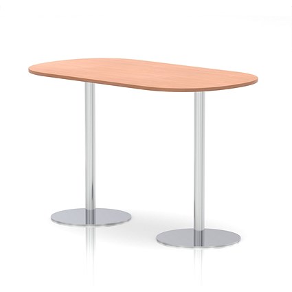 Italia Poseur Boardroom Table, 1800mm Wide, 1145mm High, White Leg, Beech